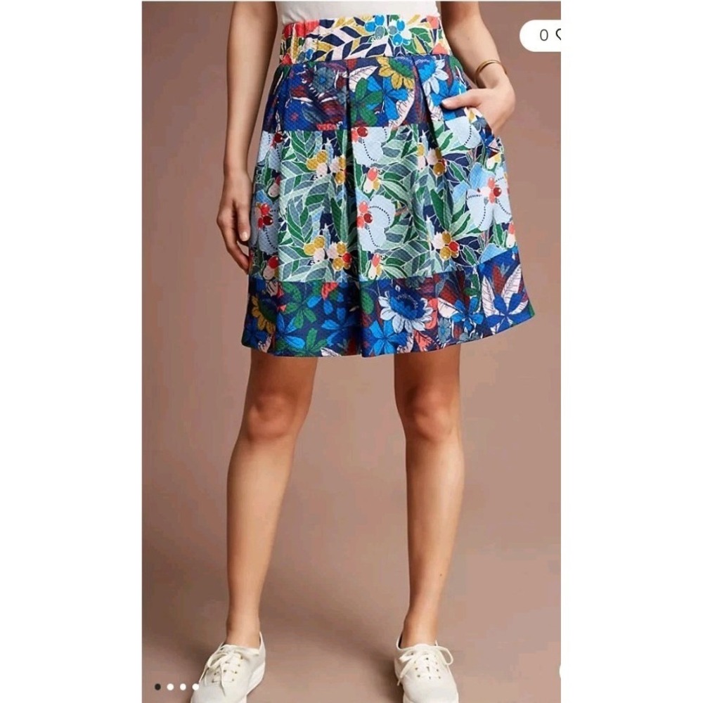 Maeve Anthropologie Alyndra Printed Skirt Women 12 Floral Twee Eclectic Colorful